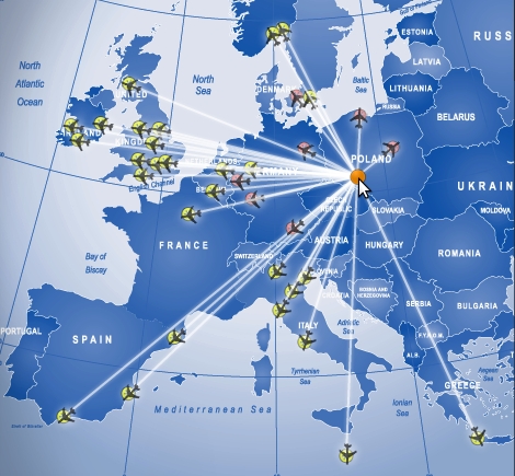 Map of traditional and low-cost connections